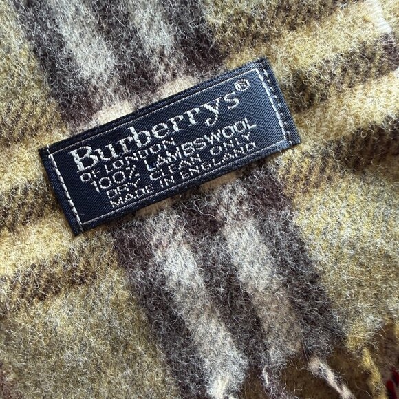 VTG Burberry London Nova Check Lambswool Scarf Green Unisex Classic Timeless - Picture 3 of 4